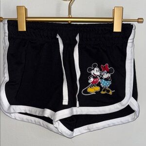 Black Mickey & Minnie Trim Girls Shorts Small 6/6X